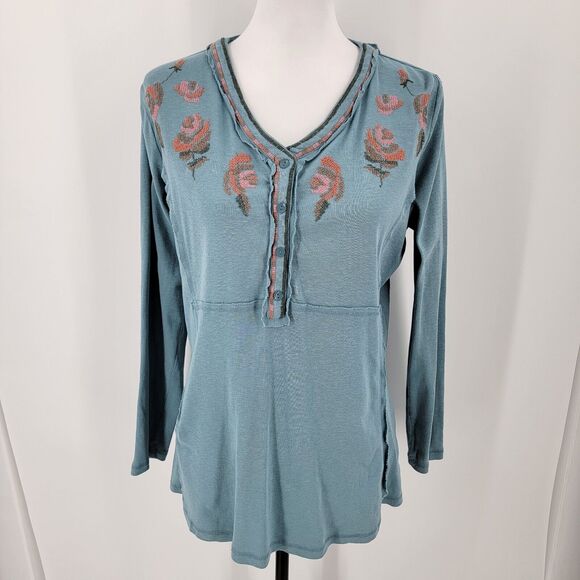 Canyon Retreat Top Women's Small Floral Embroidered V Neck - Picture 1 of 10
